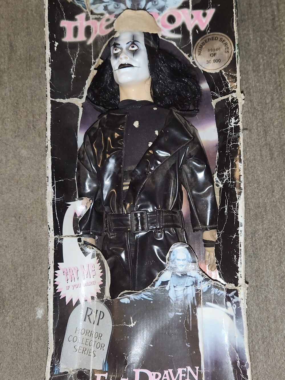 Spencer's 2001 The Crow Eric Draven Movie Doll in Black Trench Coat